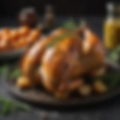 Delicious roasted chicken with herbs