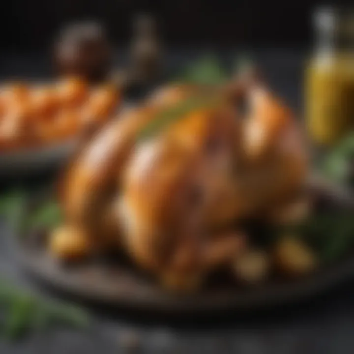 Delicious roasted chicken with herbs