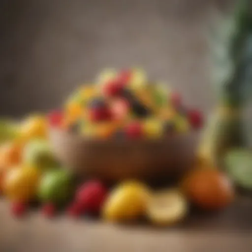 Close-up of fresh fruit ingredients for ambrosia