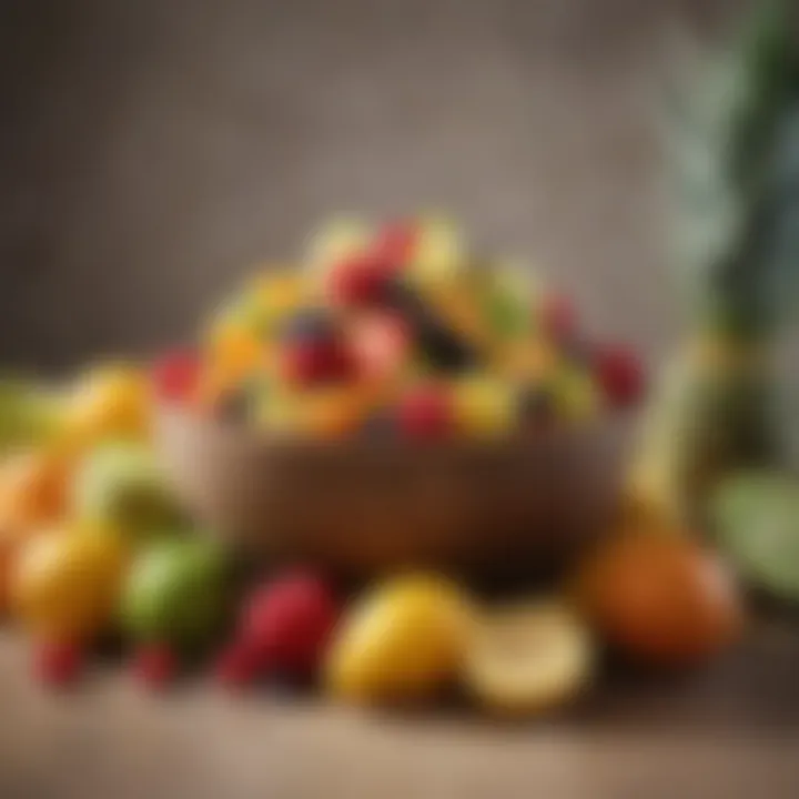 Close-up of fresh fruit ingredients for ambrosia