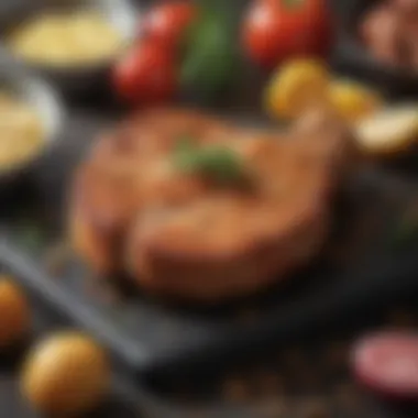 Ingredients for the best fried pork chop laid out