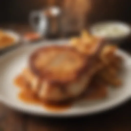 Sizzling fried pork chop on a plate