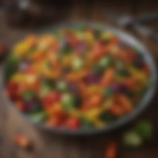 Colorful vegetable medley on a rustic table