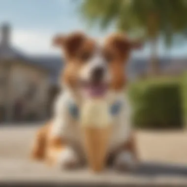 A happy dog enjoying a refreshing scoop of Aldi ice cream on a sunny day.