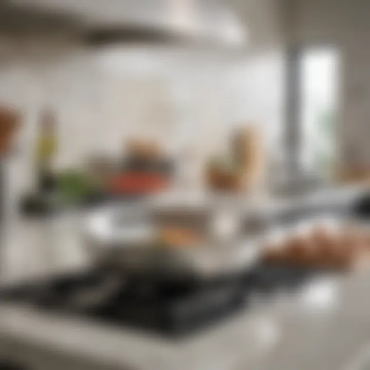 The All Clad flexible slotted turner placed on a clean countertop, showcasing its ease of cleaning.