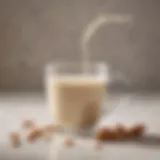 A creamy texture of almond milk non-dairy creamer in a cup