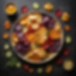 A colorful assortment of vegetable chips arranged on a platter