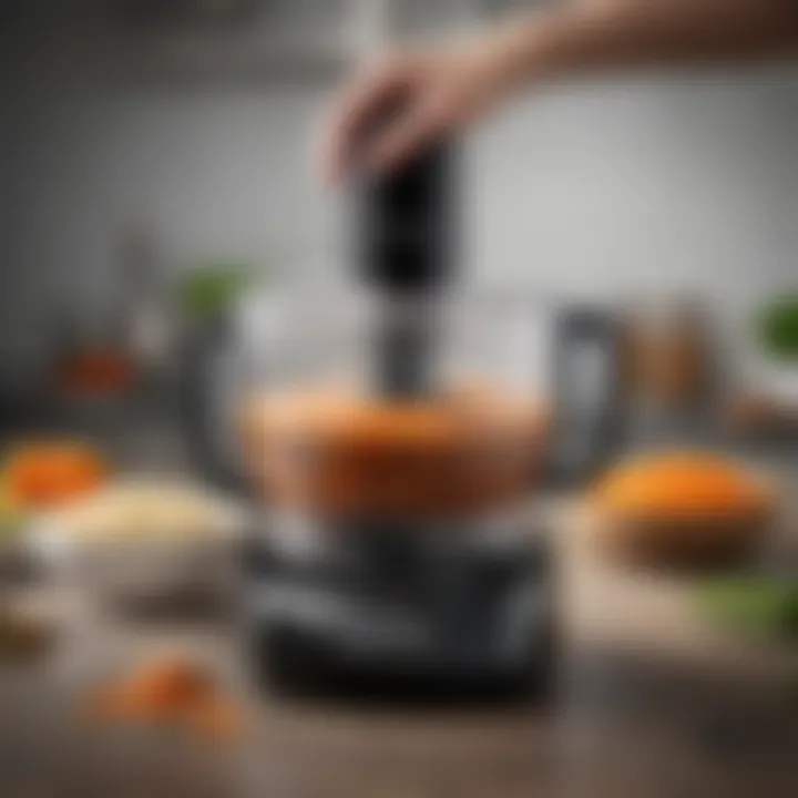 Variety of functions demonstrated by a Black and Decker food processor