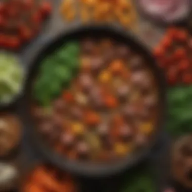Fresh Ingredients for Armor Beef Stew An array of fresh vegetables and herbs used in Armor Beef Stew preparation