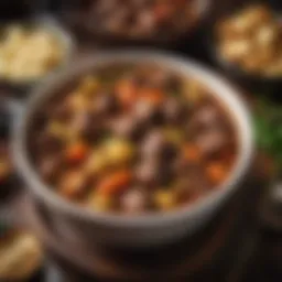 A bowl of hearty Armor Beef Stew showcasing its rich ingredients and texture
