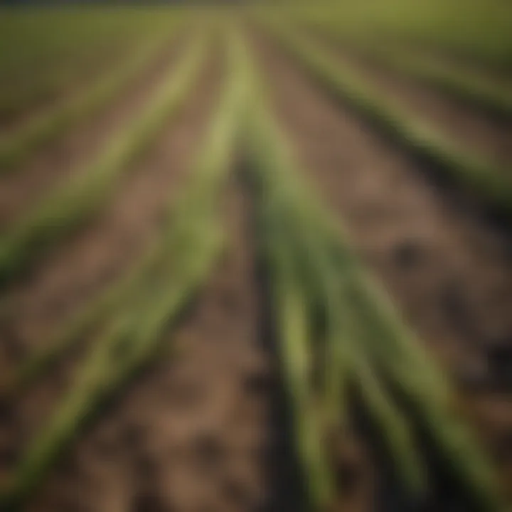 A lush asparagus field basking in sunlight during the growing season