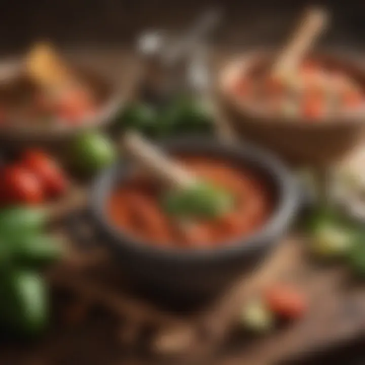 Traditional mortar and pestle for salsa preparation