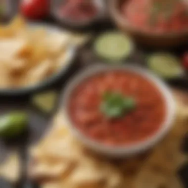 Authentic Mexican salsa served with tortilla chips