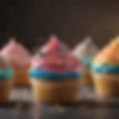 Cupcake Flavor Explosion Vibrant assortment of cupcakes showcasing various flavors and decorations