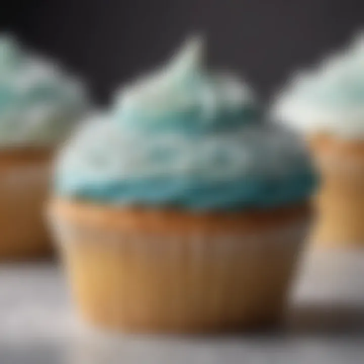 Close-up of a perfectly frosted cupcake with intricate design