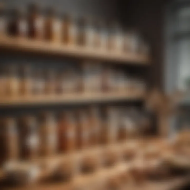 A variety of high-quality baking ingredients displayed in organized jars.