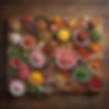 An assortment of vibrant ingredients for Barbie Q laid out on a rustic wooden table