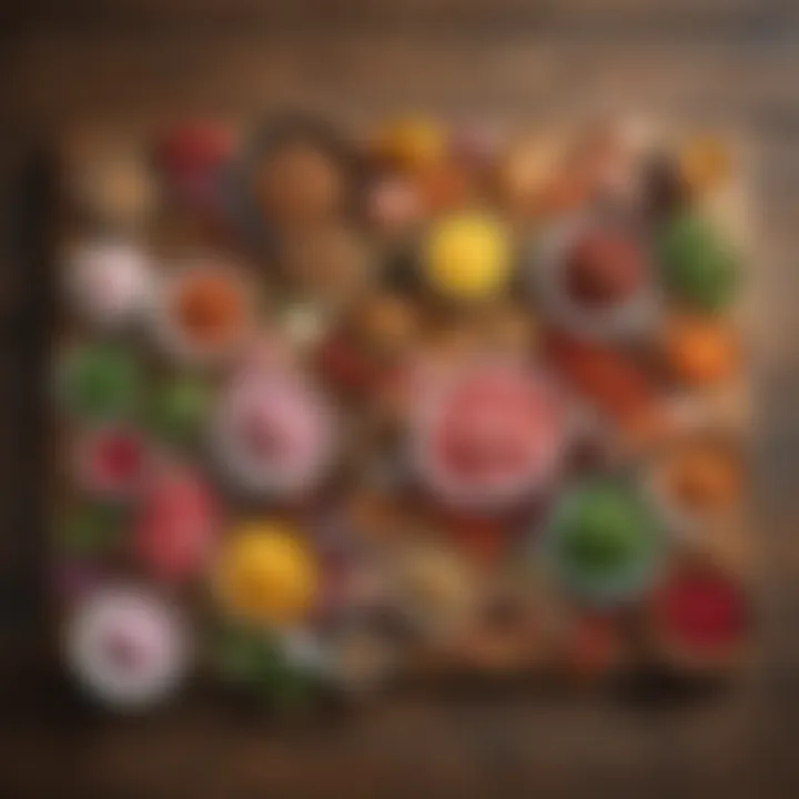 An assortment of vibrant ingredients for Barbie Q laid out on a rustic wooden table