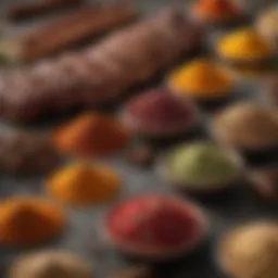 A vibrant assortment of spices and herbs for BBQ rib seasoning