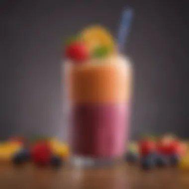 A vibrant smoothie ready to serve from a blender