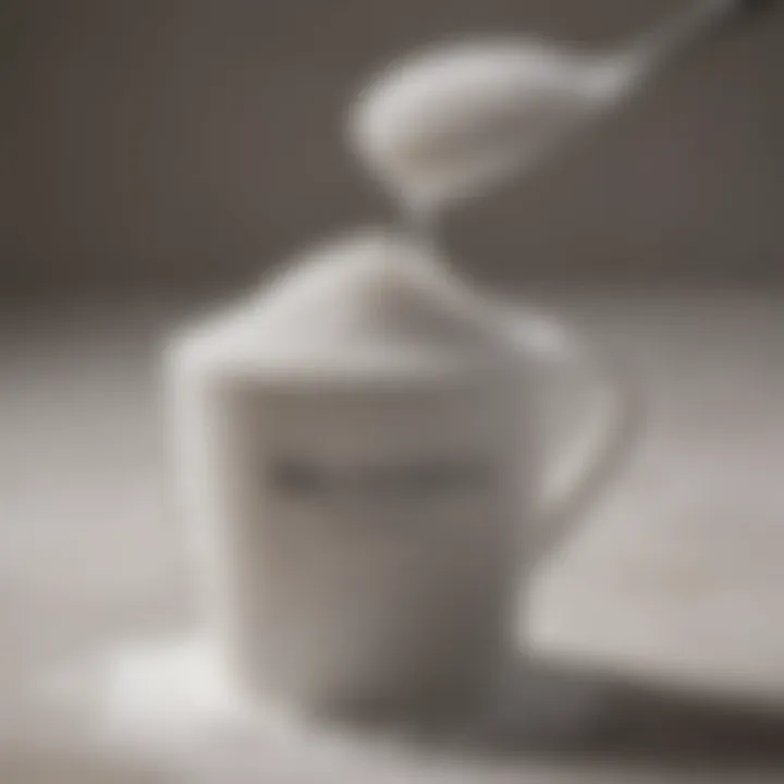 Close-up of a measuring cup filled with a sugar substitute