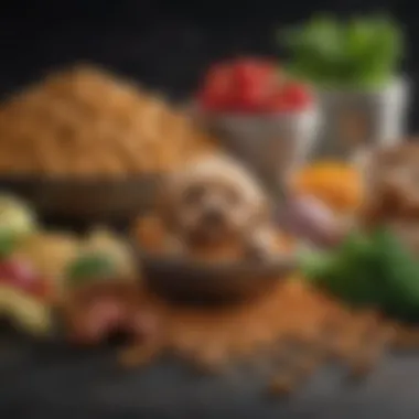 Close-up of premium dog food ingredients