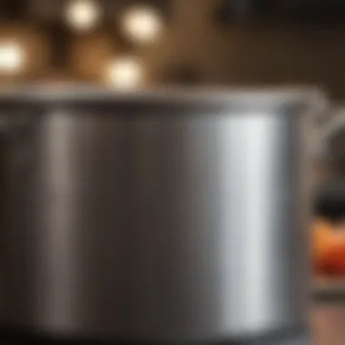 Close-up of a durable stainless steel pot