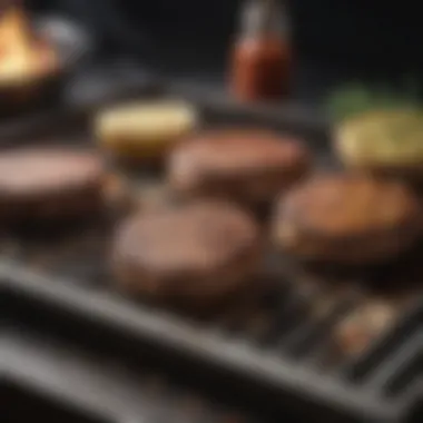 Grilling setup with salt and spices displayed