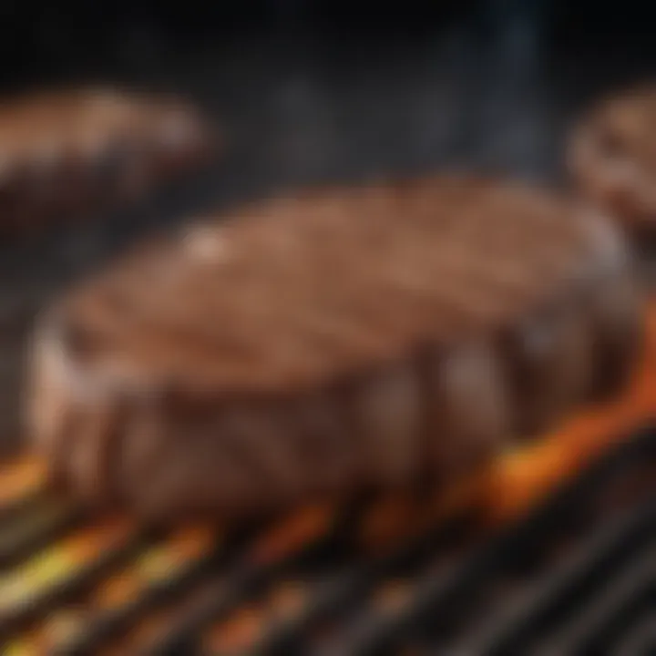 Sizzling steak on the grill with perfect grill marks.