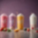 A variety of yogurt drinks in colorful bottles showcasing health benefits
