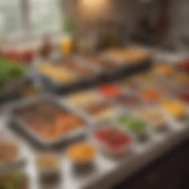 A well-organized meal prep station highlighting time-saving tools and resources.