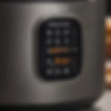 A close-up of the Breville air fryer's control panel highlighting its user-friendly interface.