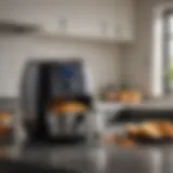 A sleek Breville air fryer on a kitchen countertop showcasing its modern design.