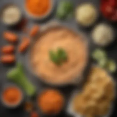 Ingredients for buffalo chicken dip laid out on a countertop