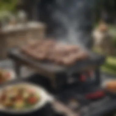 A beautifully grilled dish prepared on a Bull gas grill in an outdoor setting