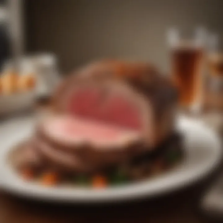 A beautifully roasted prime rib on a dining table