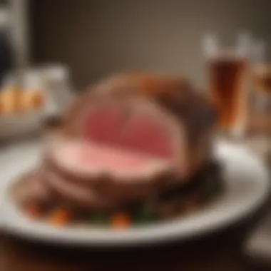 The Perfect Prime Rib on Display A beautifully roasted prime rib on a dining table