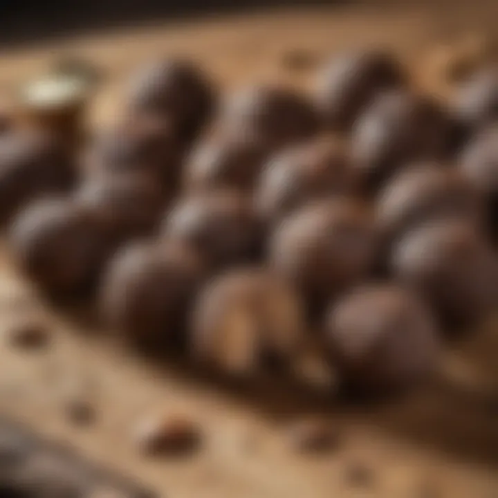 A close-up of high-quality truffles on a rustic wooden surface.