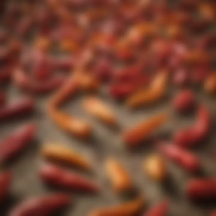 An illustration depicting the historical cultivation of California dry peppers in traditional farms.