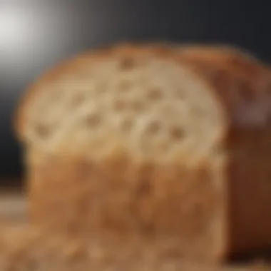 Close-up of a slice of whole grain bread emphasizing its wholesome texture