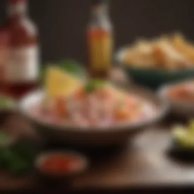 Perfect Pairings for Ceviche An elegant ceviche dish paired with complementary sides and garnishes