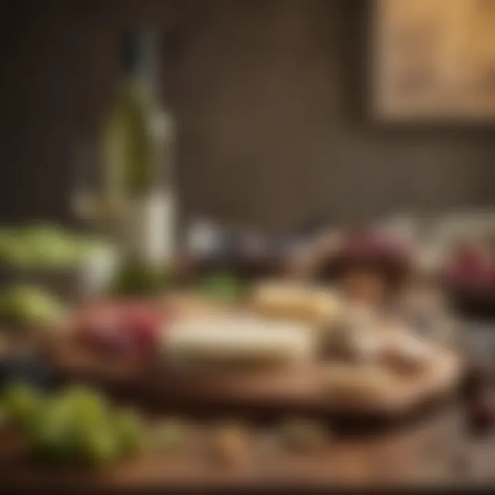 Elegant setting with a chartreuse cheese board ready for entertaining