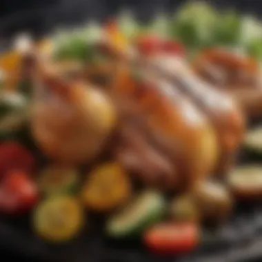 Sizzling grilled chicken served with fresh vegetables