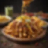 A gourmet presentation of chili cheese fries with vibrant toppings