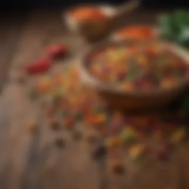 A selection of colorful beans and fresh ingredients on a wooden table