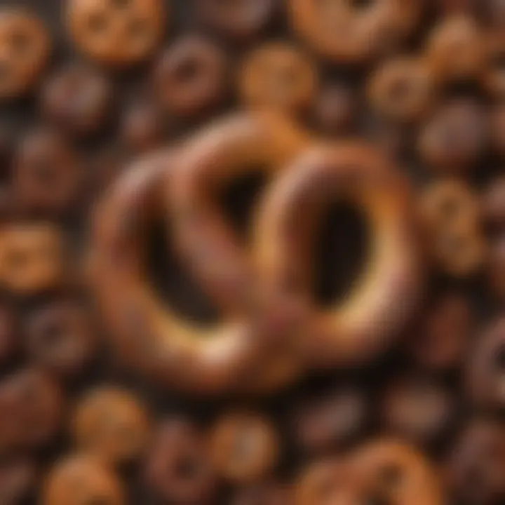 A close-up of a chocolate-covered pretzel with sprinkles