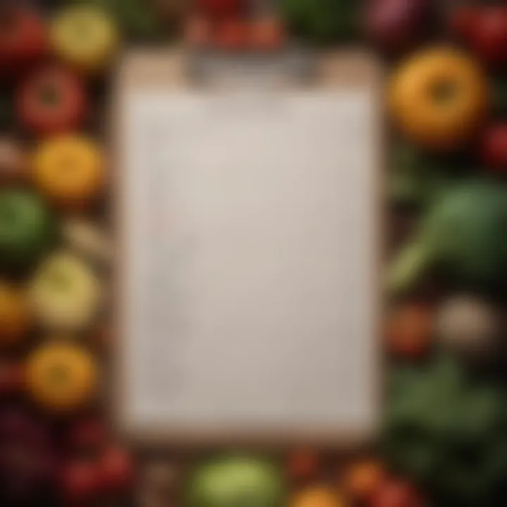 Organized grocery produce list on a clipboard