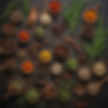 An array of herbs and spices that enhance low sodium dishes