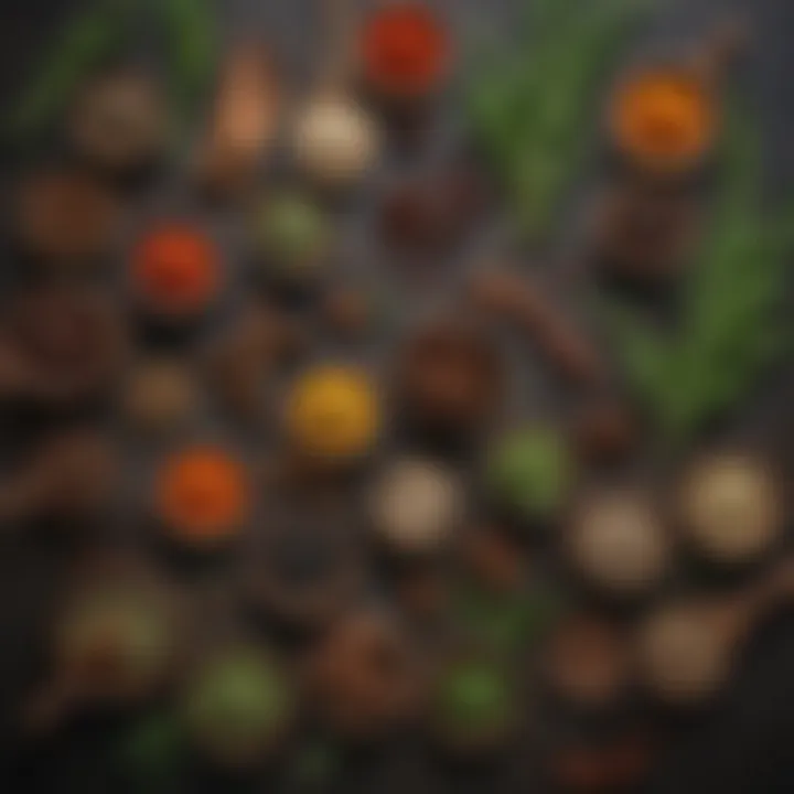 An array of herbs and spices that enhance low sodium dishes