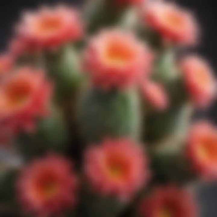 Close-up of spring cactus flowers blooming